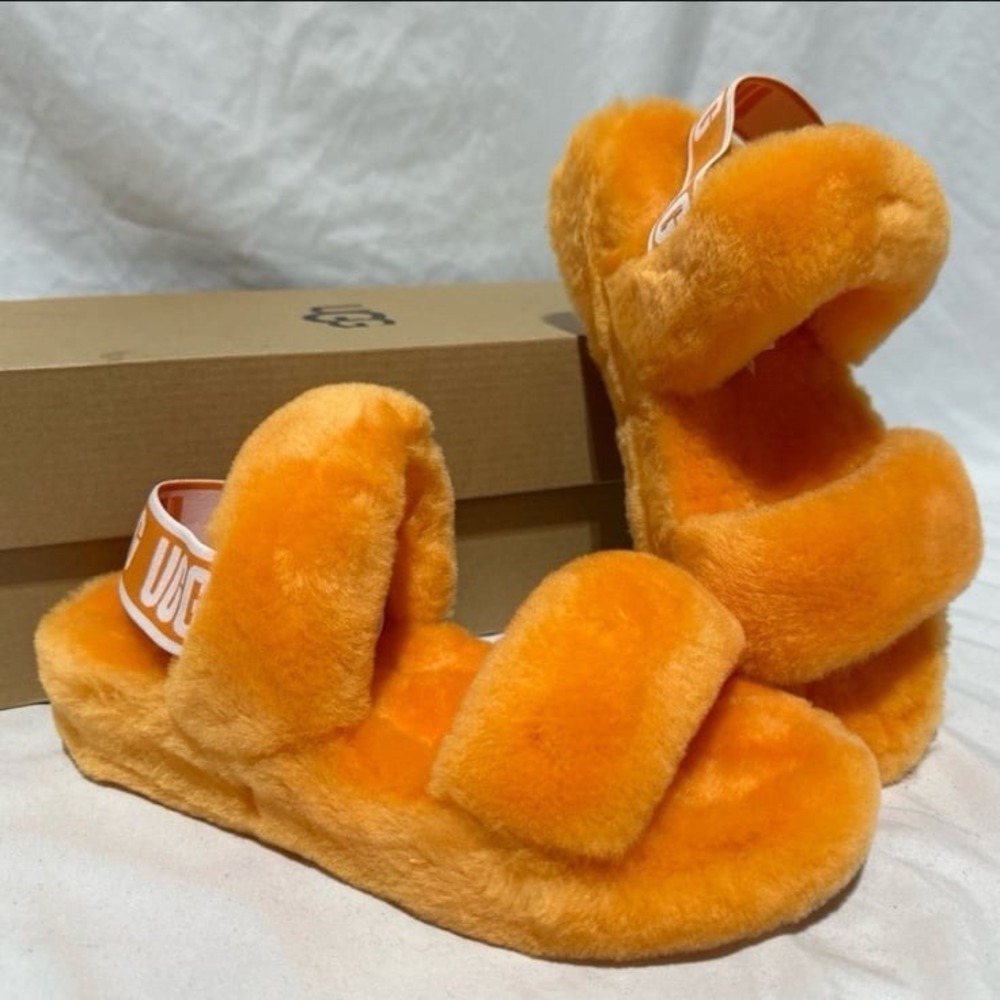 UGG Oh Yeah Slides In Orange White Shoes New Womens 6